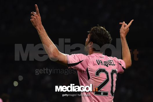 PALERMO, ITALY - MAY 15:  Franco Vazquez of Palermo celebrates after scoring the opening goal during the Serie A match between US Citta di Palermo and Hellas Verona FC at Stadio Renzo Barbera on May 15, 2016 in Palermo, Italy.  (Photo by Tullio M. Puglia/Getty Images) 