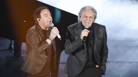 SANREMO, ITALY - FEBRUARY 08: Riccardo Fogli and Roby Facchinetti attend the third night of the 68. Sanremo Music Festival on February 8, 2018 in Sanremo, Italy. (Photo by Daniele Venturelli/Getty Images) Fogli