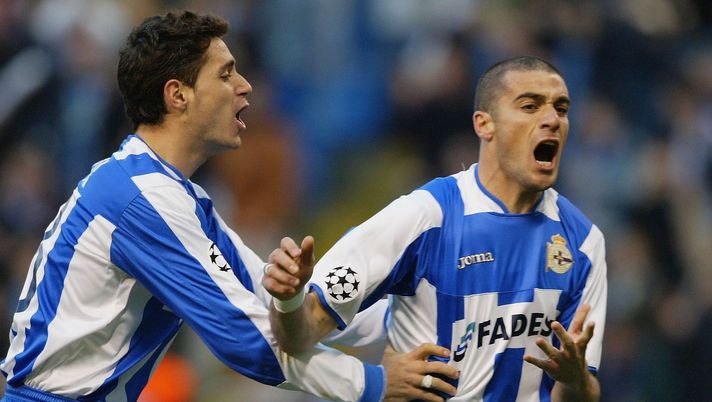 LA CORUNA, SPAIN - APRIL 7: Walter Pandiani of Deportivo celebrates his goal during the UEFA Champions League match between Deportivo La Coruna and AC Milan at the Estadio Municipal de Riazor on April 7, 2004 in La Coruna. (Photo by Jamie McDonald/Getty Images) LA CORUNA, SPAIN - APRIL 7: Walter Pandiani of Deportivo celebrates his goal during the UEFA Champions League match between Deportivo La Coruna and AC Milan at the Estadio Municipal de Riazor on April 7, 2004 in La Coruna. (Photo by Jamie McDonald/Getty Images)