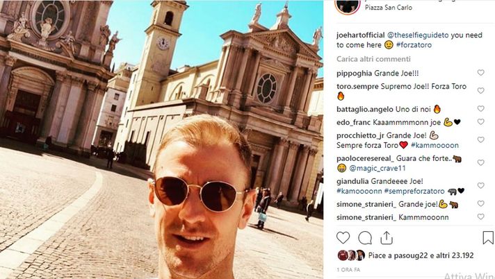 A Torino spunta Joe Hart: &#8220;Forza Toro&#8221;. E i followers lo accolgono così 