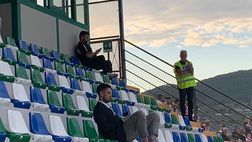 FOTO FeralpiSalò-Palermo, Mattia Baldini in tribuna allo stadio “Lino Turina”