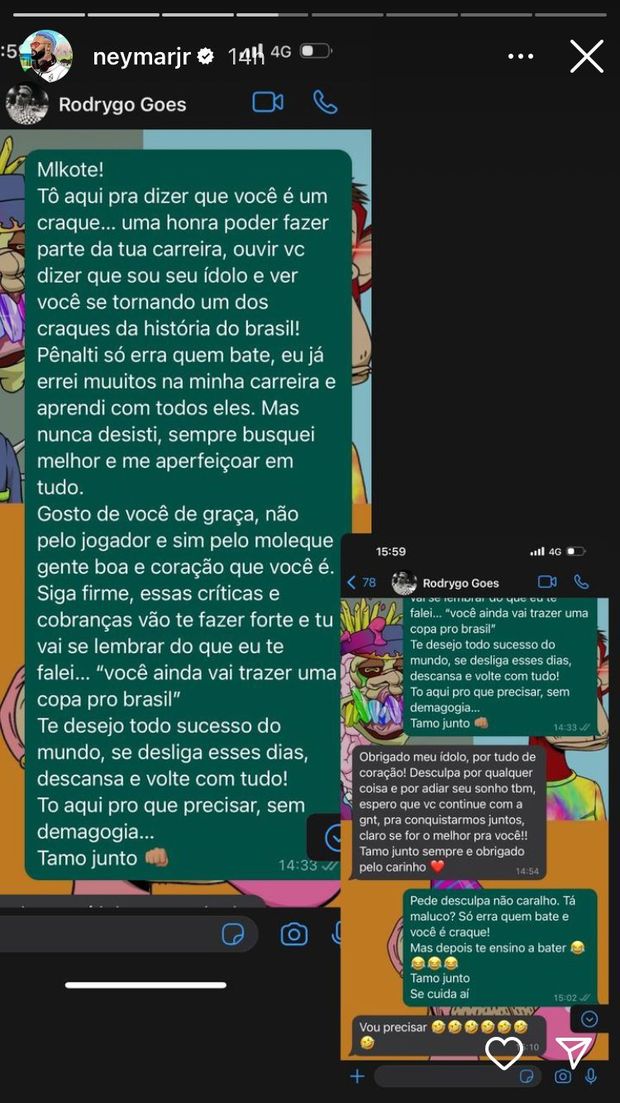 Brasile, la chat di Neymar con i compagni: “Rodrygo, ti insegnerò a battere i rigori”- immagine 3