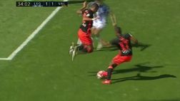 VIDEO / Nani rialza il Valencia: salta tutti, compreso un compagno e segna