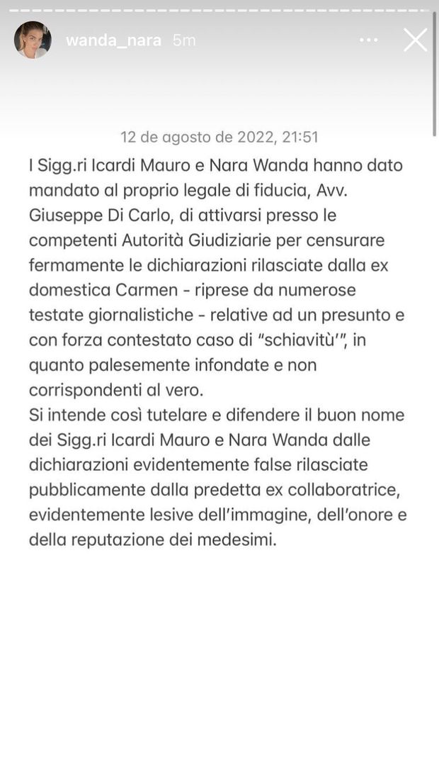 Wanda e Icardi denunciano l’ex domestica: “Schiavitù? Dichiarazioni palesemente infondate”- immagine 2