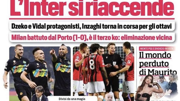 Prima Pagina Corriere dello Sport: “L’Inter si riaccende. Milan, eliminazione vicina” - immagine 1