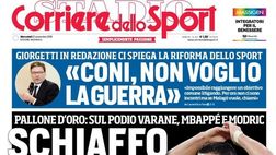 Prima Pagina, Corriere dello Sport: “Schiaffo a Ronaldo. Entra Politano e finalmente un gol. Mancini…”