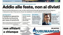 Prima Pagina, Giornale di Sicilia: “Addio alle feste, non ai divieti. Strade di sangue”
