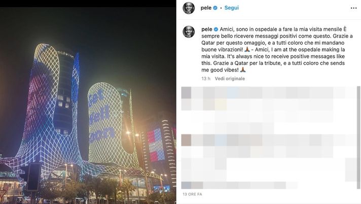 Brasile, Pelé rassicura: “In ospedale per la mia visita mensile. Grazie Qatar” Pelé