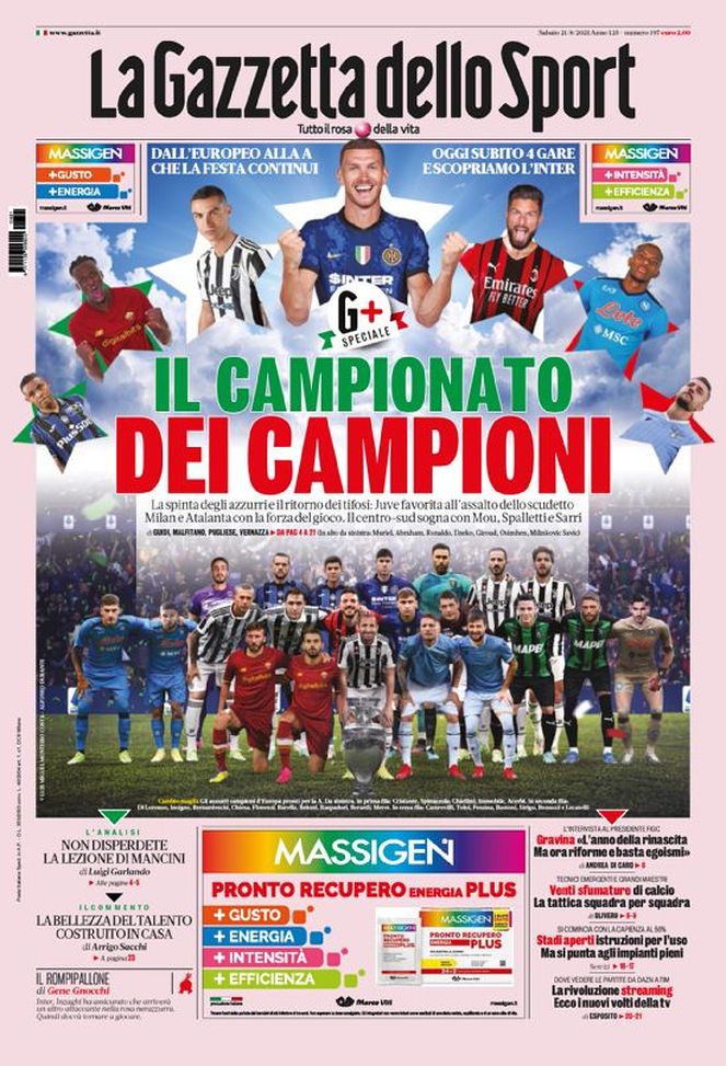 Prima Pagina, La Gazzetta dello Sport: “Il campionato dei campioni” Prima Pagina, La Gazzetta dello Sport: “Il campionato dei campioni”