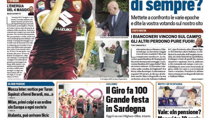 Prima Pagina, Tuttosport: “Il popolo di Superga implora ‘Gallo, resta con noi’. Atalanta, può arrivare Ilicic” Prima Pagina, Tuttosport: “Il popolo di Superga implora ‘Gallo, resta con noi’. Atalanta, può arrivare Ilicic”