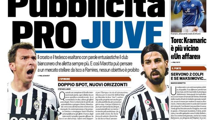 Prima Pagina, Tuttosport: “Pubblicità pro Juve. Inter, giochi Preziosi con Izzo a costo zero. Torino, Kramaric è vicino. Milan, El Shaarawy è una grana” Prima Pagina, Tuttosport: “Pubblicità pro Juve. Inter, giochi Preziosi con Izzo a costo zero. Torino, Kramaric è vicino. Milan, El Shaarawy è una grana”