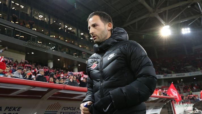 MOSCOW, RUSSIA - NOVEMBER 09:  Head coach of FC Spartak Moscow Domenico Tedesco during the Russian Football League match between FC Spartak Moscow and FC Krylia Sovetov Samara on November 9, 2019 in Moscow, Russia. (Photo by Epsilon/Getty Images) 