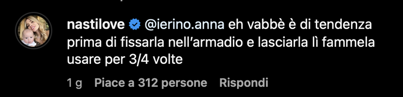Un’hater a Chiara Nasti: “Perdi colpi, è sempre la stessa borsa”. Lei risponde- immagine 2