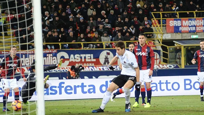 Bologna-Milan 0-1, il gol vittoria di Mario Pasalic (credits: GETTY Images)