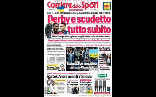 Prima Pagina, Corriere dello Sport: “Derby e scudetto. Il Napoli si gode il primato” Prima Pagina