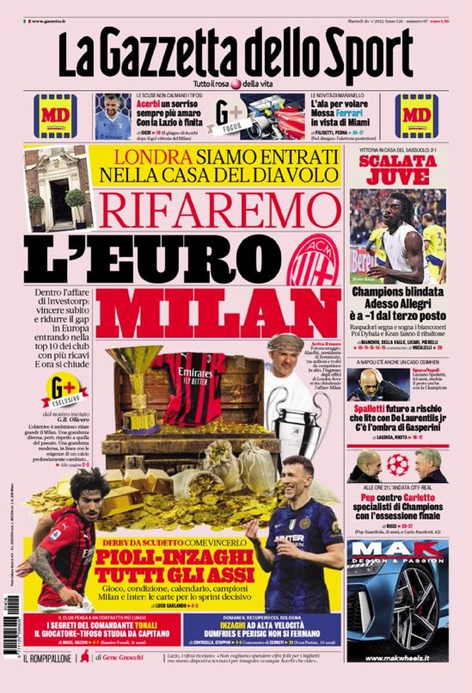 Prima Pagina, La Gazzetta dello Sport: “Spalletti futuro a rischio. Che lite con…”  Prima Pagina