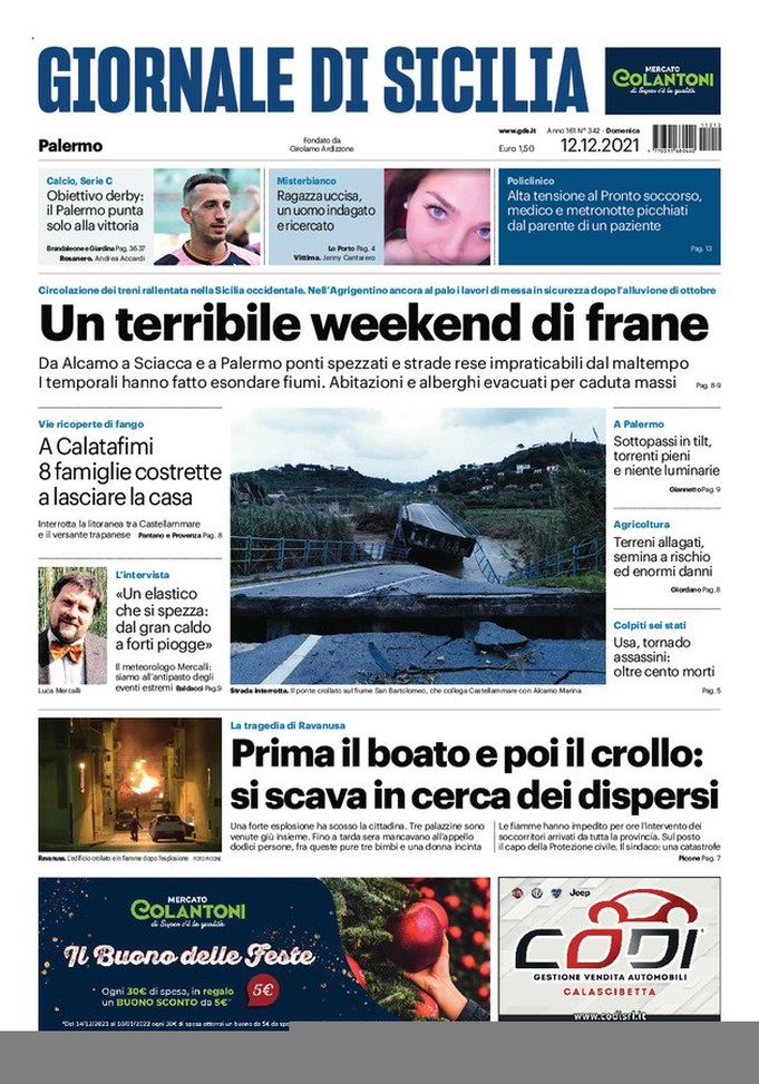 Prima Pagina Giornale di Sicilia: “Obiettivo derby, il Palermo punta alla vittoria” - immagine 1