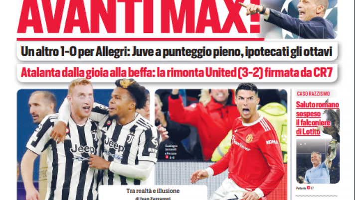 Prima Pagina, Corriere dello Sport: “Avanti Max! Atalanta dalla gioia alla beffa” - immagine 1