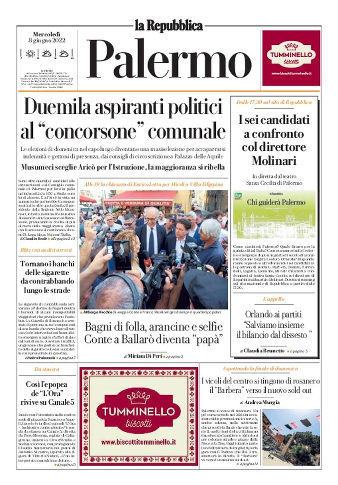 Prima Pagina, La Repubblica-Palermo: “I vicoli del centro si tingono di rosanero”  Prima Pagina
