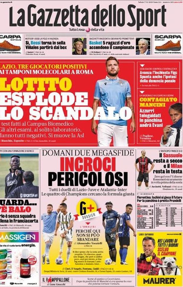 La prima della Gazzetta dello Sport, in edicola oggi, 7 novembre 2020 La prima della Gazzetta dello Sport, in edicola oggi, 7 novembre 2020