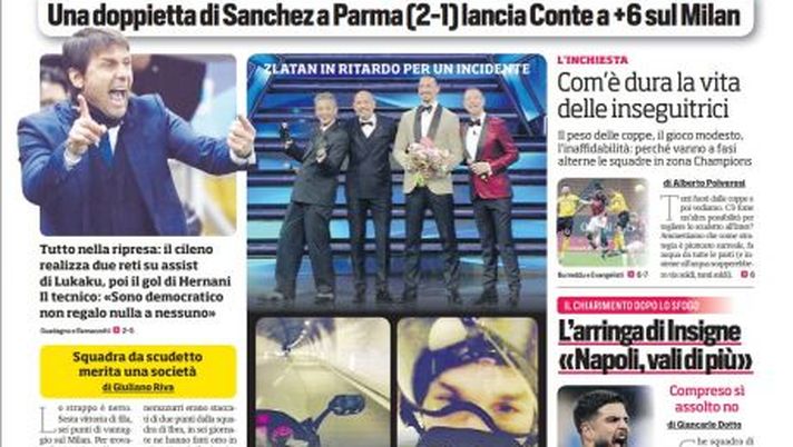 Prima Pagina, Corriere dello Sport: “Provate a prendermi! Una doppietta di Sanchez lancia Conte a +6 sul Milan”  Prima Pagina, Corriere dello Sport: “Provate a prendermi! Una doppietta di Sanchez lancia Conte a +6 sul Milan”
