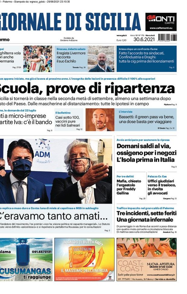 Prima Pagina, Giornale di Sicilia: “Scuola, prove di ripartenza. Fuori la Germania” Prima Pagina, Giornale di Sicilia: “Scuola, prove di ripartenza. Fuori la Germania”