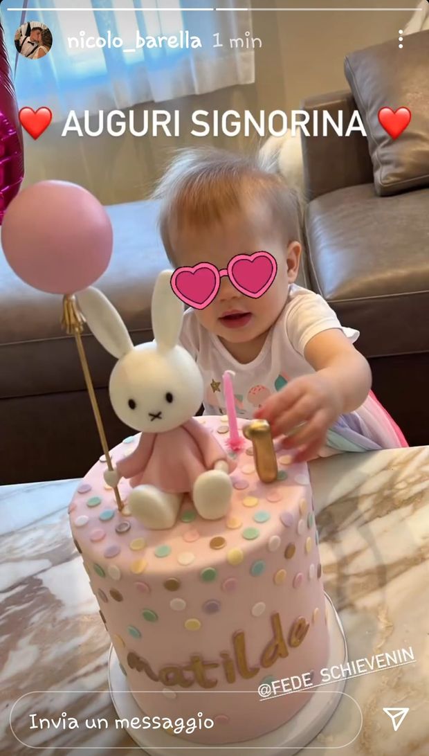 Festa in casa Barella, Matilde compie un anno. Il papà: “Auguri, signorina”- immagine 2