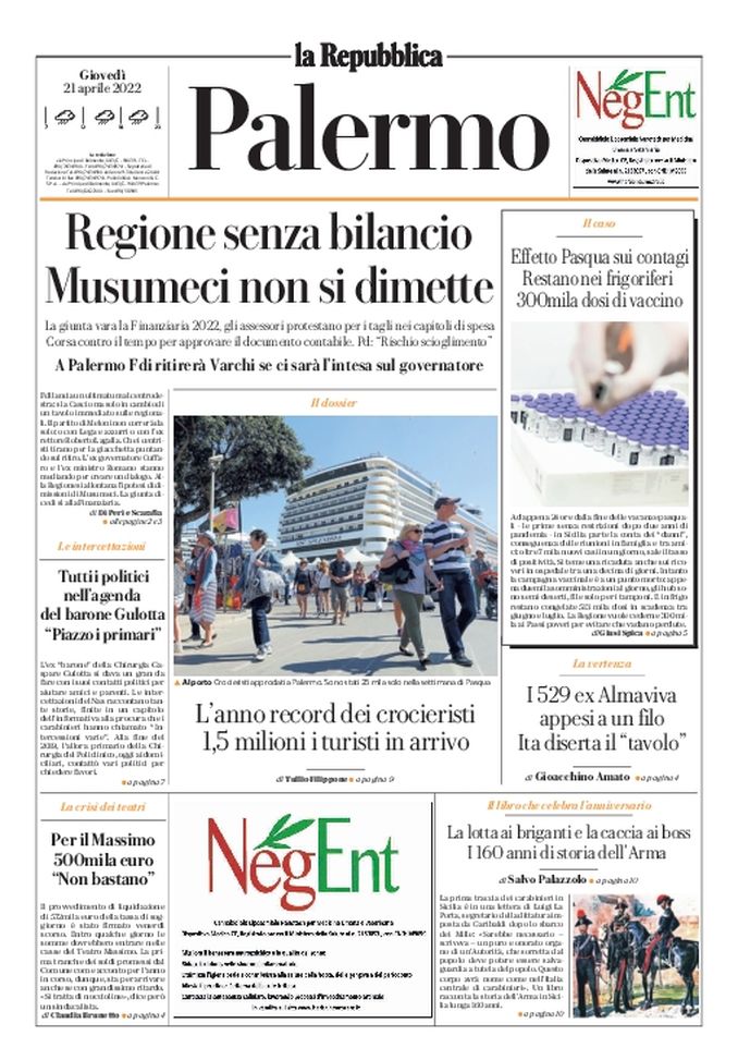Prima Pagina, La Repubblica-Palermo: “Regione senza bilancio, Musumeci non si dimette” Prima Pagina, La Repubblica-Palermo: “Regione senza bilancio, Musumeci non si dimette” - immagine 1