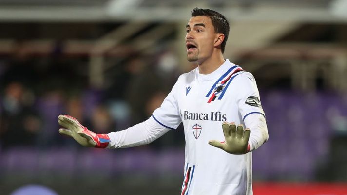 FLORENCE, ITALY - NOVEMBER 30: Emil Audero goalkeeper of UC Sampdoria gestres during the Serie A match between ACF Fiorentina and UC Sampdoria at Stadio Artemio Franchi on November 30, 2021 in Florence, Italy. (Photo by Gabriele Maltinti/Getty Images) Secolo XIX: “Portieri Samp, Giampaolo ha parlato con Audero e ha stabilito il suo ruolo” - immagine 1