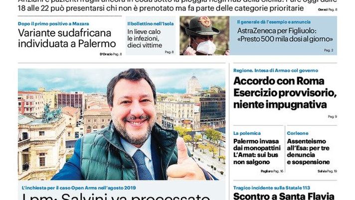 Prima Pagina, Giornale di Sicilia: “Vaccini, l’insostenibile attesa. Variante sudafricana individuata a Palermo” 