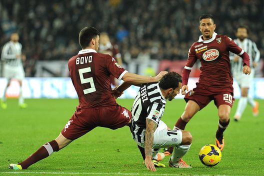  Bovo e Vives in contrasto sul Tevez nel Derby del 23/02/2014 