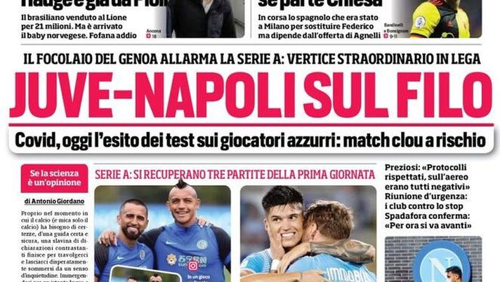 CORRIERE DELLO SPORT – La prima pagina di oggi, 30 settembre 2020 
