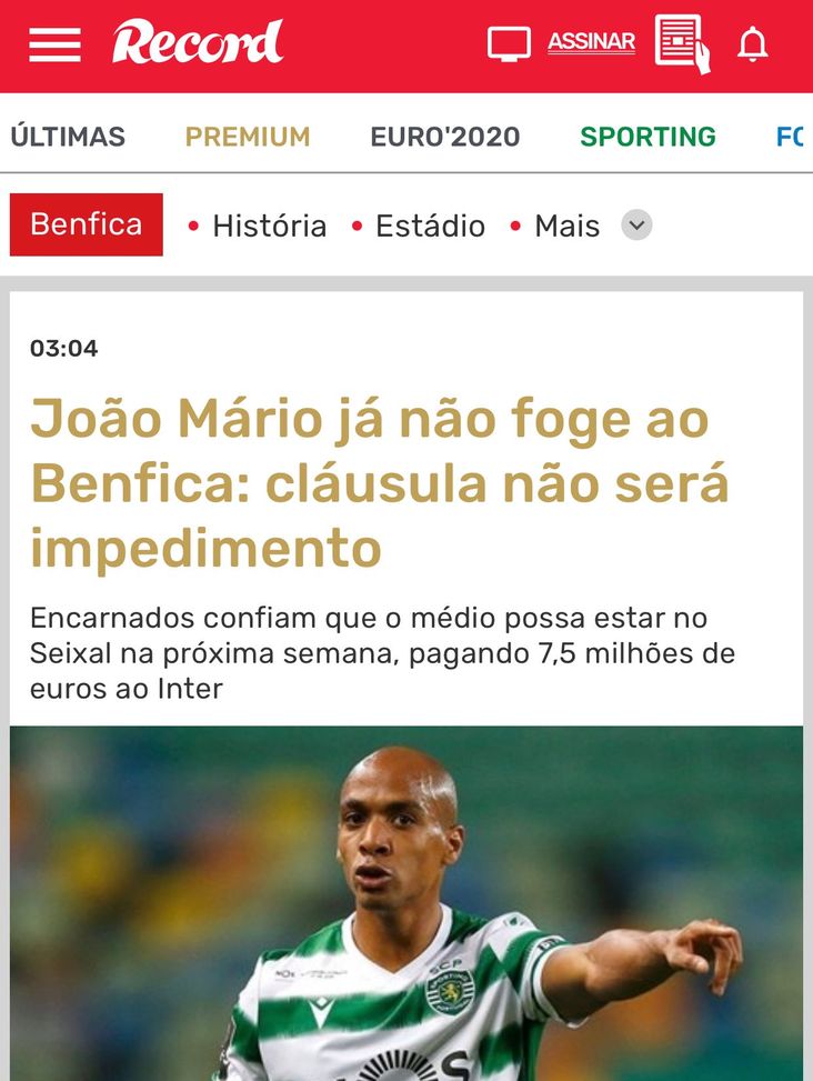 Record – Joao Mario al Benfica! All’Inter 7,5 mln. Ma Sporting porta tutti in tribunale- immagine 2