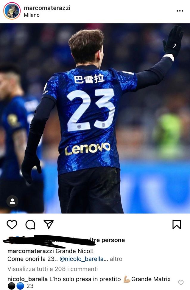 Inter-Venezia, gol di Barella. Materazzi: “Come onori la 23”. Arriva la risposta di Nicolò- immagine 2