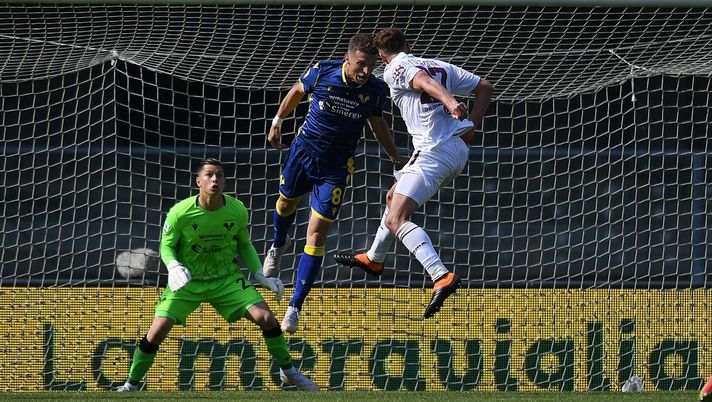 VERONA, ITALY - MAY 09:  Mergim Vojvoda of Torino FC scores the opening goal during the Serie A match between Hellas Verona FC  and Torino FC at Stadio Marcantonio Bentegodi on May 09, 2021 in Verona, Italy. Sporting stadiums around Italy remain under strict restrictions due to the Coronavirus Pandemic as Government social distancing laws prohibit fans inside venues resulting in games being played behind closed doors. (Photo by Alessandro Sabattini/Getty Images) 