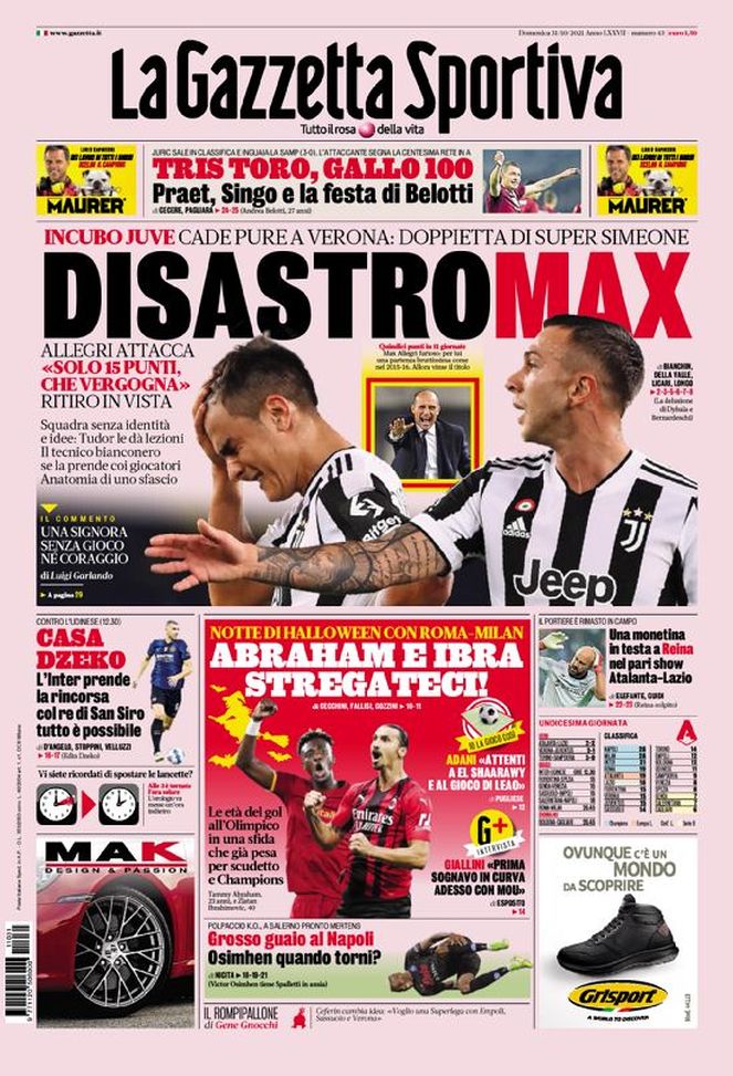 Prima Pagina, La Gazzetta dello Sport: “Disastro Max. Ipotesi ritiro”  Prima Pagina, La Gazzetta dello Sport: “Disastro Max. Ipotesi ritiro” - immagine 1