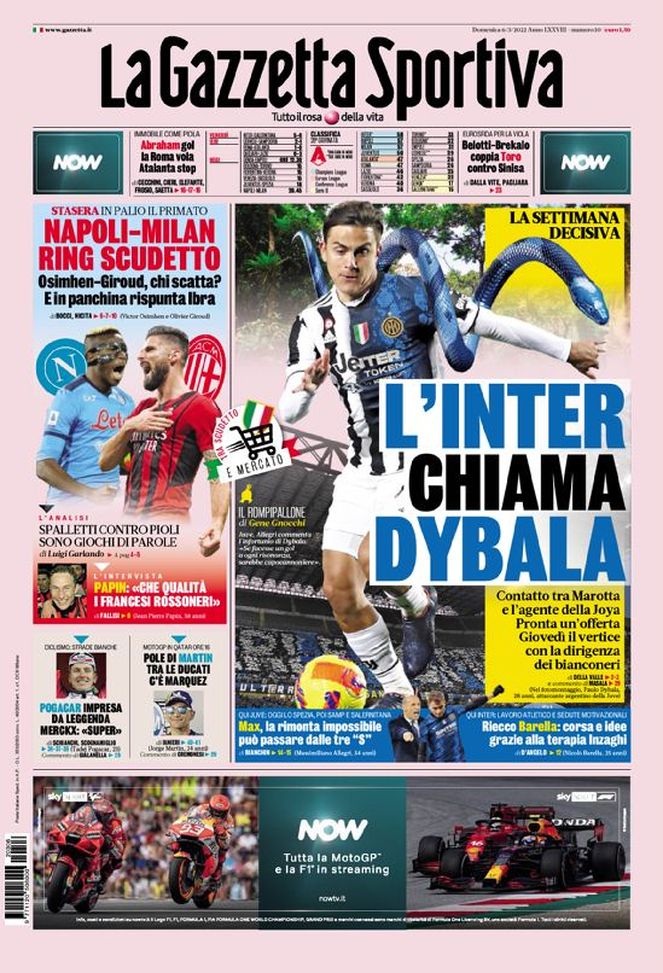 Prima Pagina, La Gazzetta dello Sport: “L’Inter chiama Dybala” Prima Pagina, La Gazzetta dello Sport: “L’Inter chiama Dybala” - immagine 1
