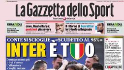 Prima Pagina, La Gazzetta dello Sport: “Inter è tuo! Pirlo incubo Champions, ciclone Atalanta”