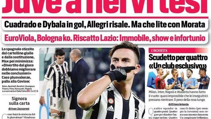 Prima Pagina, Corriere dello Sport: ““Juve e nervi tesi. Euroviola, Bologna ko” - immagine 1