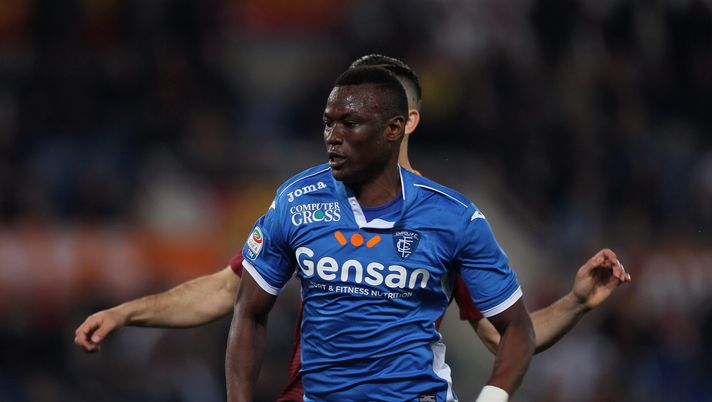 ROME, ITALY - APRIL 01: Kostas Manolas (L) of AS Roma competes for the ball with Mama Babe Thiam of Empoli FC during the Serie A match between AS Roma and Empoli FC at Stadio Olimpico on April 1, 2017 in Rome, Italy. (Photo by Paolo Bruno/Getty Images) ROME, ITALY - APRIL 01: Kostas Manolas (L) of AS Roma competes for the ball with Mama Babe Thiam of Empoli FC during the Serie A match between AS Roma and Empoli FC at Stadio Olimpico on April 1, 2017 in Rome, Italy. (Photo by Paolo Bruno/Getty Images)