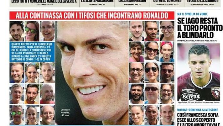 Prima Pagina, Tuttosport: “A tu per tu con CR7. Napoli, Milik deve oscurare Higuain. L’Atalanta sogna con Gomez…” 