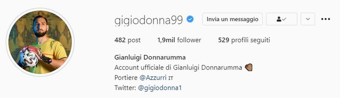 Gianluigi Donnarumma cambia la sua bio sui social Gianluigi Donnarumma cambia la sua bio sui social