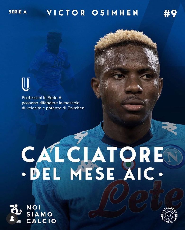 FOTO Osimhen ringrazia: “Sono molto orgoglioso per questo premio”- immagine 2