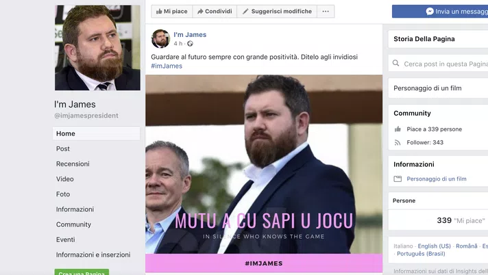Curiosità: fenomeno James a Palermo. Una pagina Facebook lo fa parlare in dialetto