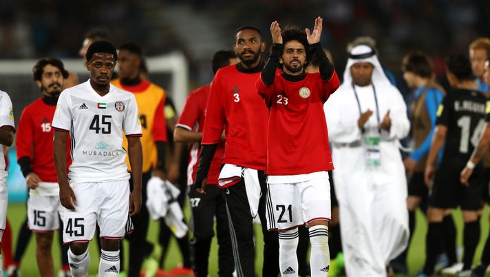ABU DHABI, UNITED ARAB EMIRATES - DECEMBER 16: Yaqoub Al Hosani of Al Jazira shows appreciation to the fans after the FIFA Club World Cup UAE 2017 third place play off match between Al Jazira and CF Pachuca at the Zayed Sports City Stadium on December 16, 2017 in Abu Dhabi, United Arab Emirates. (Photo by Francois Nel/Getty Images) ABU DHABI, UNITED ARAB EMIRATES - DECEMBER 16: Yaqoub Al Hosani of Al Jazira shows appreciation to the fans after the FIFA Club World Cup UAE 2017 third place play off match between Al Jazira and CF Pachuca at the Zayed Sports City Stadium on December 16, 2017 in Abu Dhabi, United Arab Emirates. (Photo by Francois Nel/Getty Images)