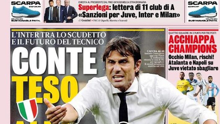 La Gazzetta dello Sport, la prima pagina di oggi, domenica 25 aprile 2021 