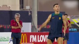 Portogallo, Cristiano Ronaldo si inventa la finta di testa | VIDEO