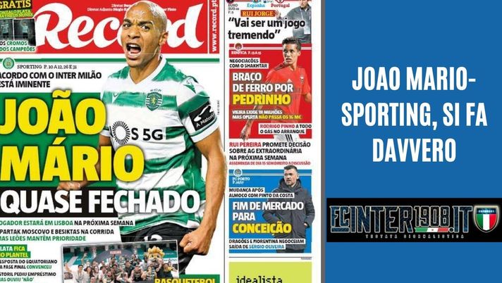 Record &#8211; Inter, Joao Mario allo Sporting si fa davvero: cifre finali e tempi 