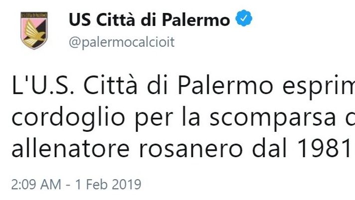 Lutto nel mondo del calcio: morto Mimmo Renna, tecnico del Palermo dal 1981 al 1983 Lutto nel mondo del calcio: morto Mimmo Renna, tecnico del Palermo dal 1981 al 1983