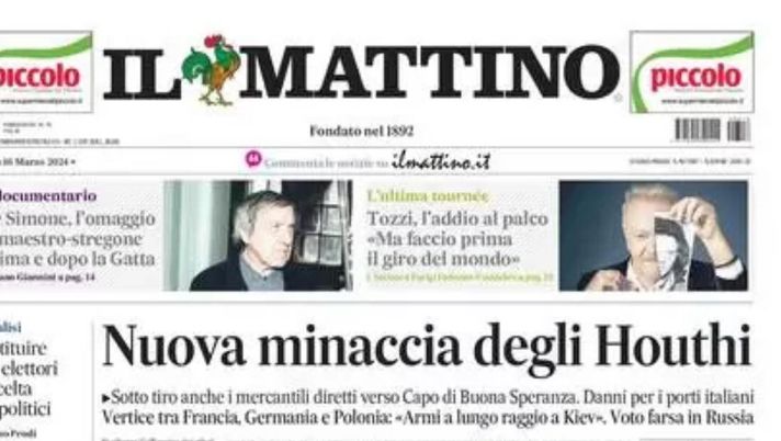 PRIMA PAGINA IL MATTINO OGGI